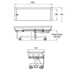 Astor Bannerman Shower Trolley illustrated specifications