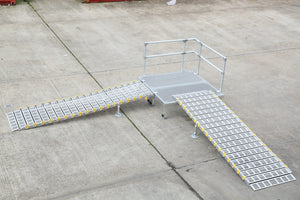 Roll-a-ramp portable and foldable disabled wheelchair ramp with platform