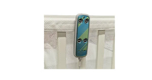 Centrobed Scotia Paediatric Cot green blue remote close up