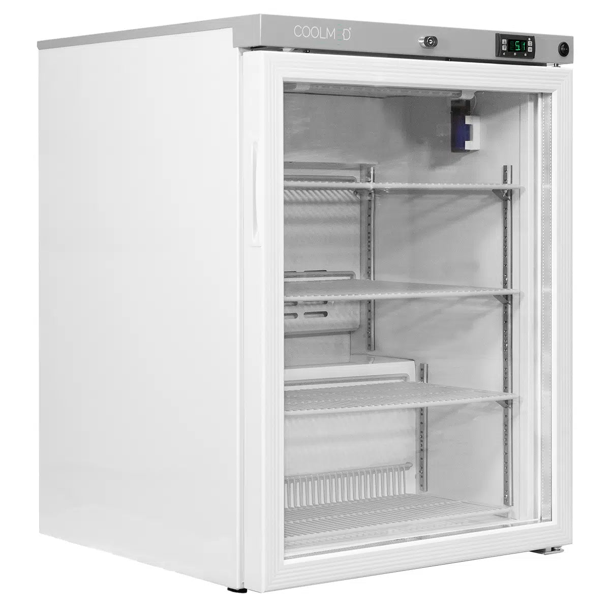 Coolmed 145L Medium Medical Refrigerator glass door facing right closed