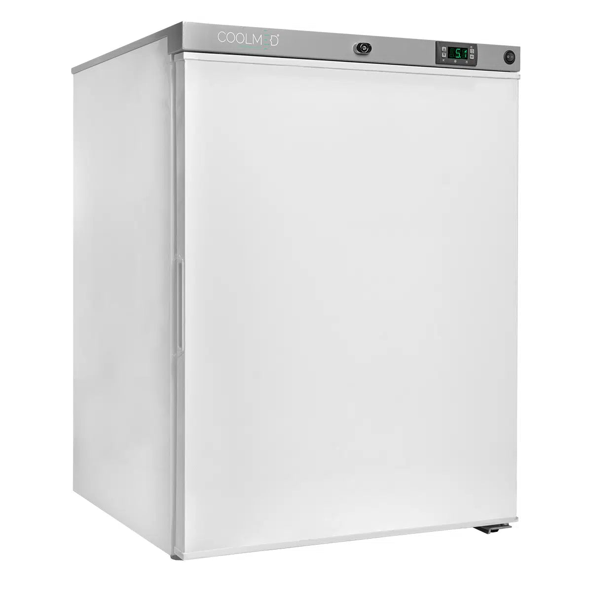 Coolmed 145L RTS Cabinet Medical Fridge solid door closed facing right
