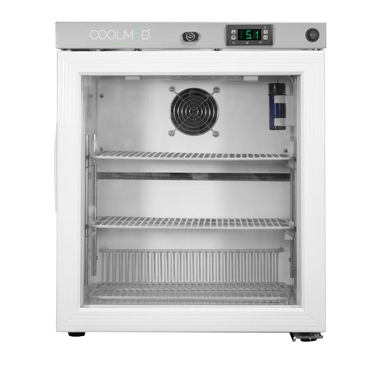 Coolmed 29L Small Medical Refrigerator glass door closed front view