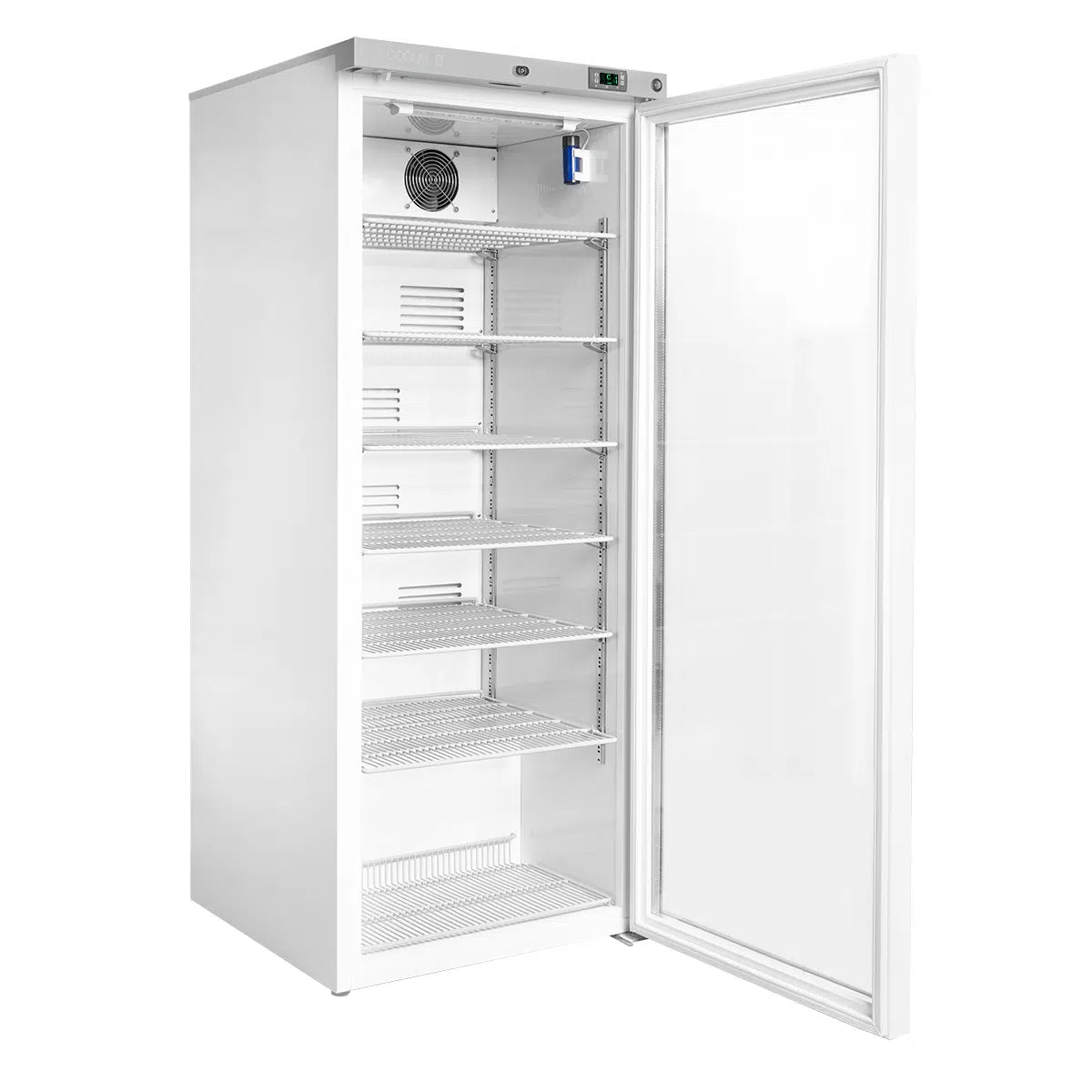Coolmed 300L RTS Cabinet Medical Fridge glass door opened facing right