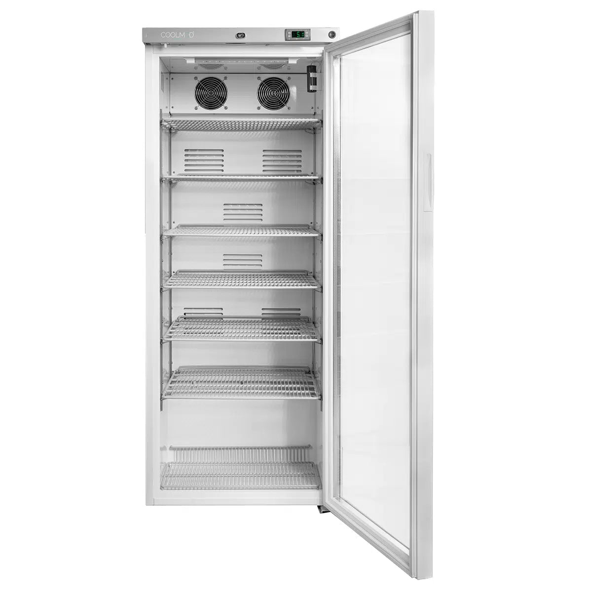 Coolmed 300L RTS Cabinet Medical Fridge glass door opened front view