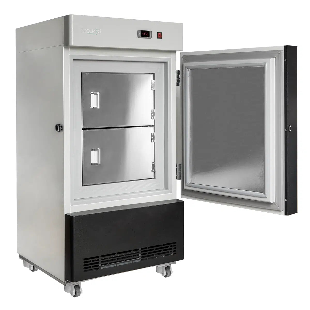 Coolmed Minus 86°C Ultra Low Temperature Freezer outer door open facing right