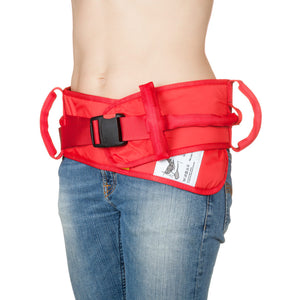 Direct Healthcare Group FlexiBelt HUG Sit-to-Stand and Walking Support Belt worn by a woman wearing jeans 