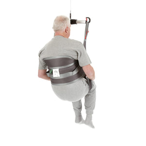 Direct Healthcare Group Hygiene Sling with back support patient hoisted  back view 