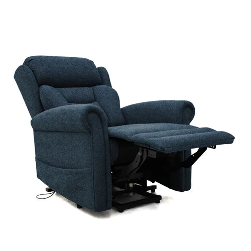 Dallux Nevis Riser Recliner Denim reclined position 