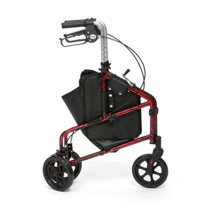 Drive Devilbiss Aluminium Tri Walker with Bag Flame Red Side