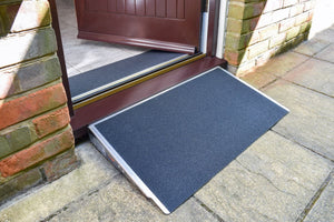 Enable Access Doorline-Threshold Wedge Portable wheelchair ramps one inside the door and outside the doorway