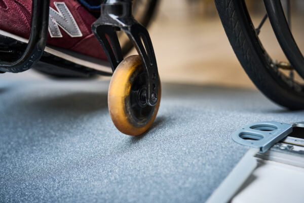 Enable Access Doorline Bridge Portable Ramp in use on UPVC threshold