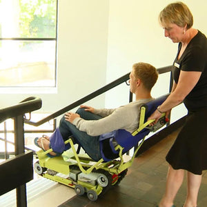 Evaccess Power Trac SC-6 Evacuation Chair in use
