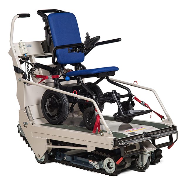Evaccess Sunwa SUPER TRAC TRE-70 Powered Stair Climber with a wheelchair