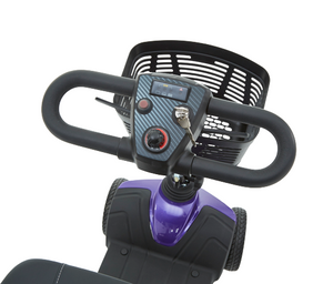 Motion Healthcare, Electric Evolite Mobility Scooter, lithium battery, purple steering control