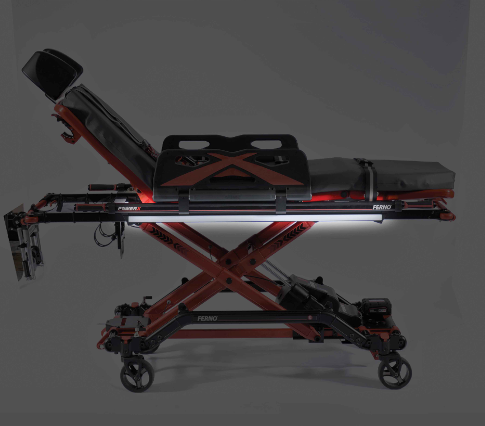 Ferno POWERX Powered Ambulance Trolley side view facing right