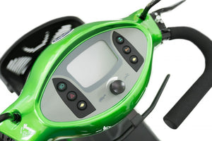 VanOs Excel Galaxy II 4 Wheel Mobility Scooter, green control panel