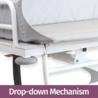 Heavy Duty Bariatric Shower Trolley drop down mechanism