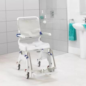 Invacare | Ocean Ergo XL Shower Chair Commode Height-Adjustable, Ergonomic Design for Enhanced Comfort and Independence  bathroom view