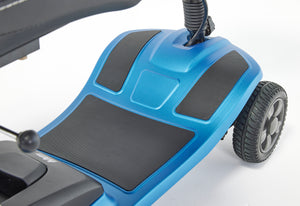 Blue Motion Healthcare Lithilite Pro, lightweight lithium battery Mobility Scooter side view swivel chair foot rest