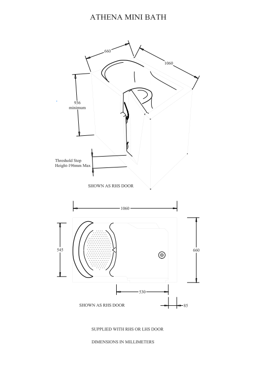 Mantaleda Athena Mini Deep Soak Bath specifications