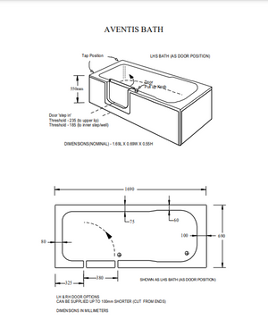 Mantaleda Aventis Non Lift Walk-In Power Bath specifications