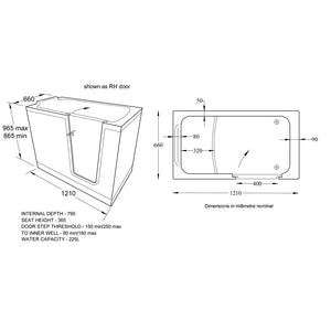 Mantaleda Caversham Deep Soak Shower Bath specifications