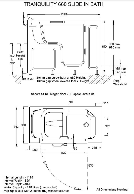 Mantaleda Tranquility 660 Deep Soak Bath specifications
