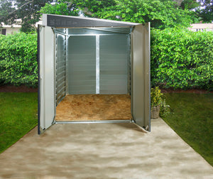 Open, Trimetals Mobility Scooter Storage Shed. Secure Scooter Garage Protection Against Theft and Weather 