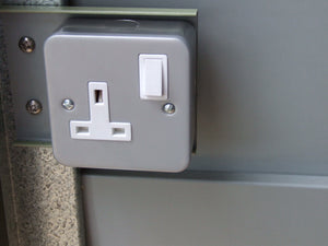 Power socket of the Trimetals Mobility Scooter Storage Shed. 