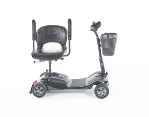 Black Motion Healthcare Airscape lightweight electric Mobility Scooter with lithium battery chair arms raised