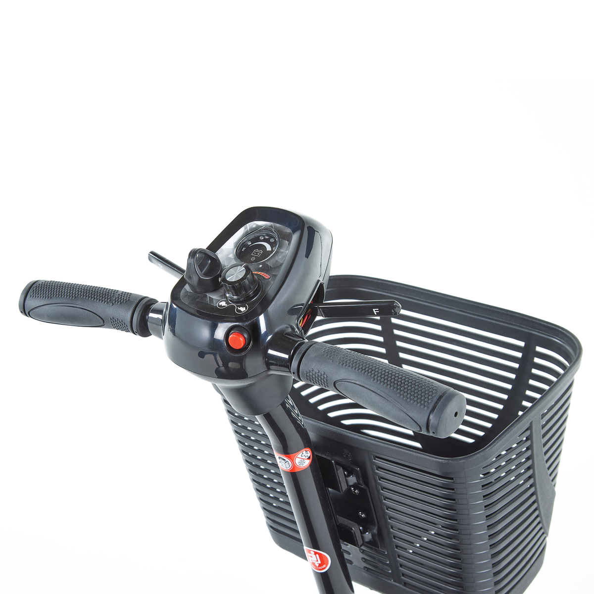 Black Motion Healthcare Airscape lightweight electric Mobility Scooter with lithium battery control panel