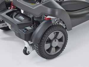 Motion Healthcare Alumina PRO, 4 Wheel, Lightweight, Electric Mobility Scooter with Lithium Battery, charcoal close up of tyre