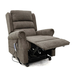 Motion Healthcare Vermont Rise and Recline Chair fully extended leg diagonal view 