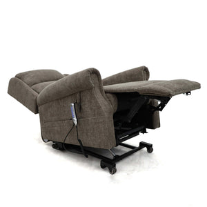 Motion Healthcare Vermont Rise and Recline Chair tilt fully reclined full extended leg diagonal view