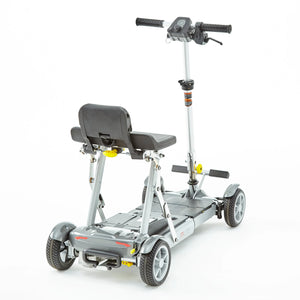 Motion Healthcare mLite, 4 Wheel, Lightweight, Folding Electric Mobility Scooter, grey Lithium Battery rear view