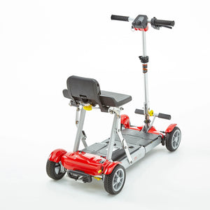 Motion Healthcare mLite, 4 Wheel, Lightweight, Folding Electric Mobility Scooter, grey Lithium Battery red rear view