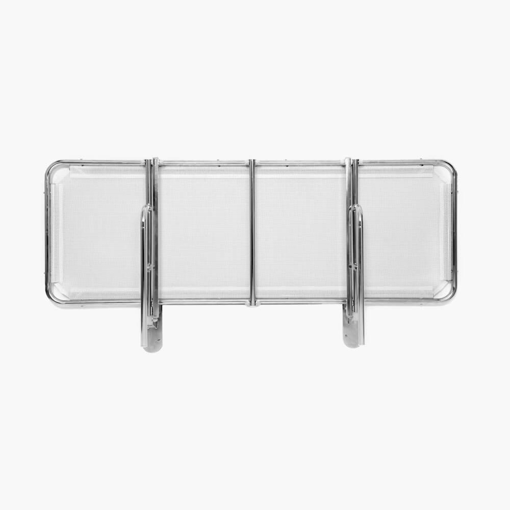 Osprey Fixed Height Wall Mount Shower stretcher for disabled bathing and care folded against wall