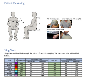 Prism Medical | Mackworth Willow Luxury Toilet Sling sizing guide