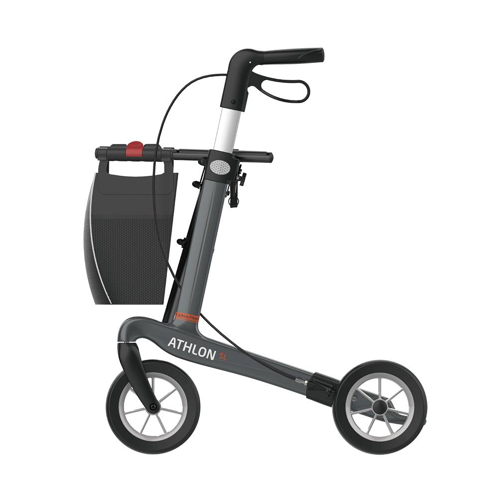 Rehasense | Athlon SL Rollator Range | Safest and Lightest Carbon Fibre Rollator Grey Left Side