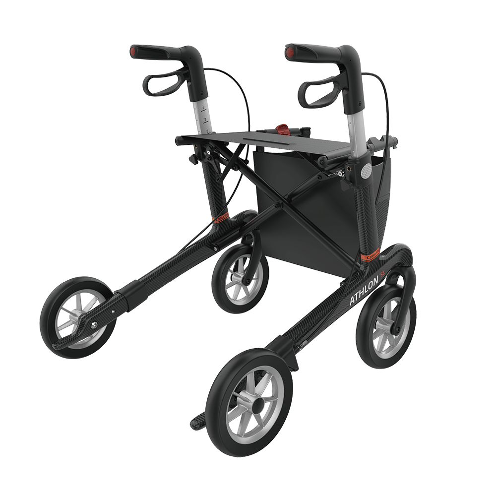 Rehasense | Athlon SL Rollator Range | Safest and Lightest Carbon Fibre Rollator Black Back Right