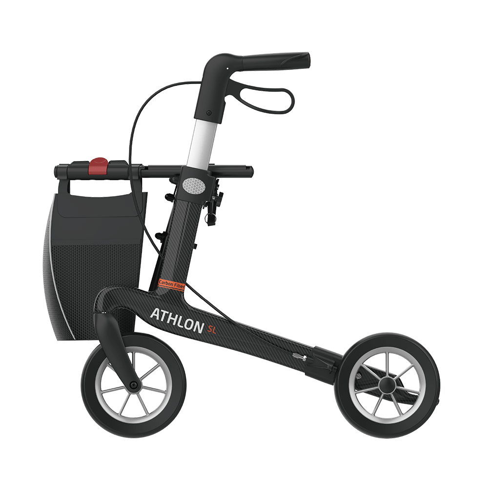 Rehasense | Athlon SL Rollator Range | Safest and Lightest Carbon Fibre Rollator Black Left Side