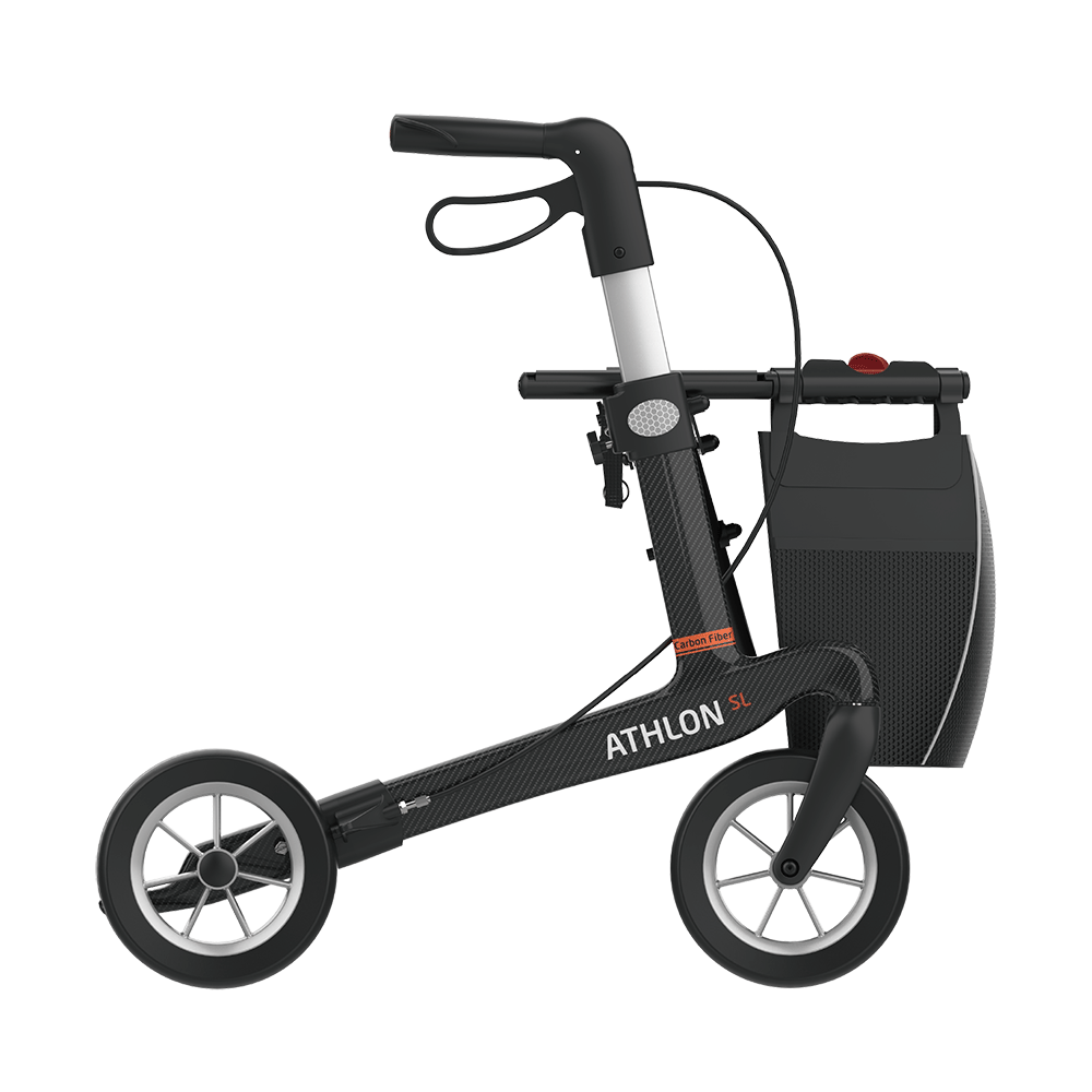 Rehasense | Athlon SL Rollator Range | Safest and Lightest Carbon Fibre Rollator Black Right Side