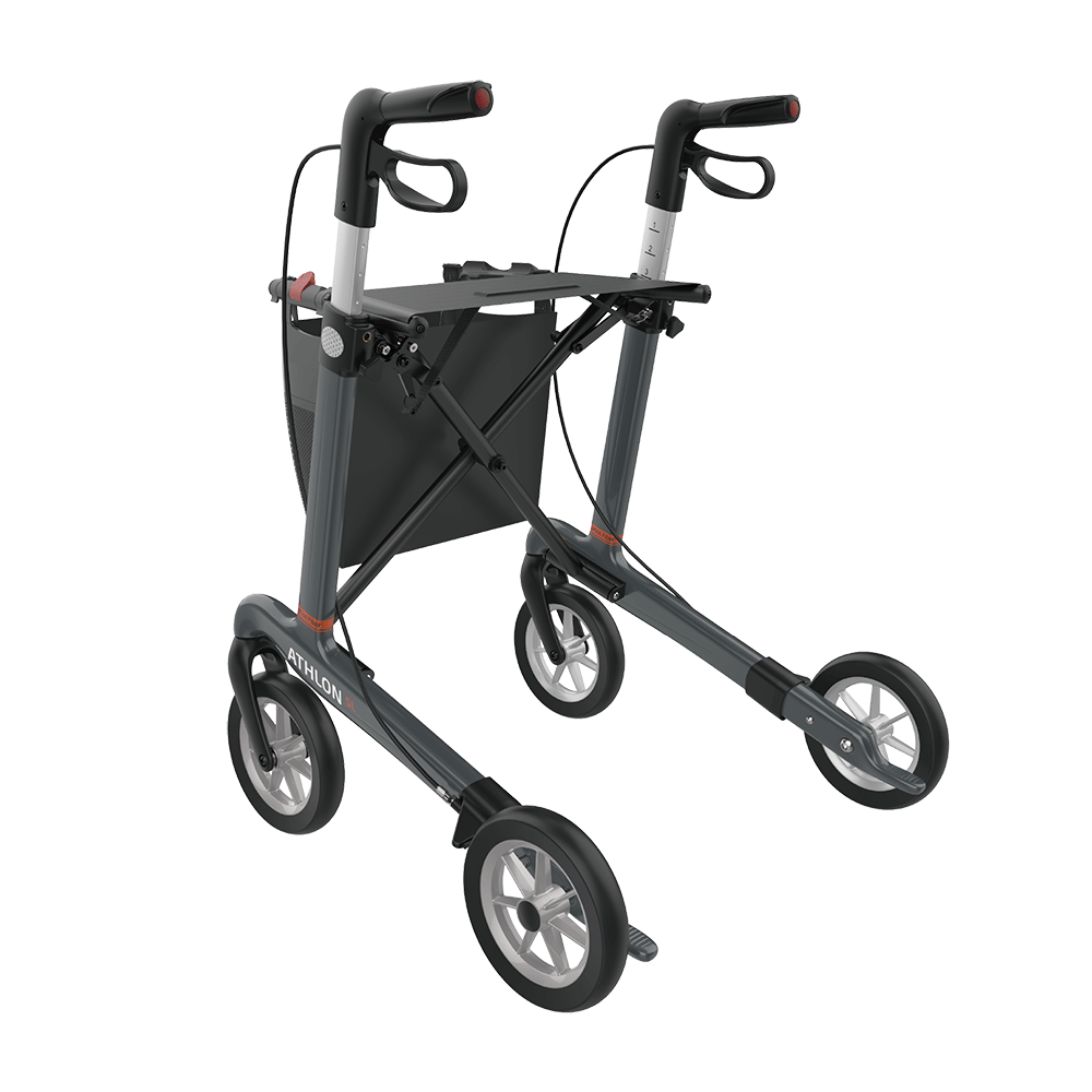 Rehasense | Athlon SL Rollator Range | Safest and Lightest Carbon Fibre Rollator Grey Back Left