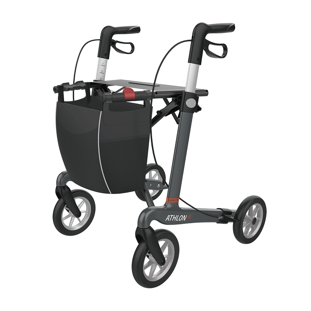 Rehasense | Athlon SL Rollator Range | Safest and Lightest Carbon Fibre Rollator Grey Front Left