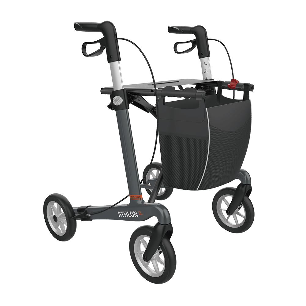 Rehasense | Athlon SL Rollator Range | Safest and Lightest Carbon Fibre Rollator Grey Right Front