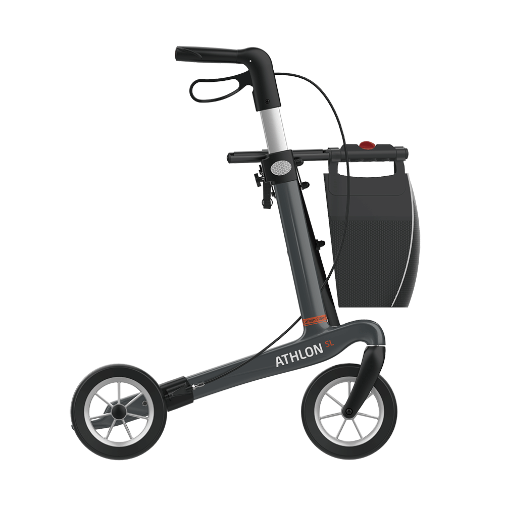 Rehasense | Athlon SL Rollator Range | Safest and Lightest Carbon Fibre Rollator Grey Right Side