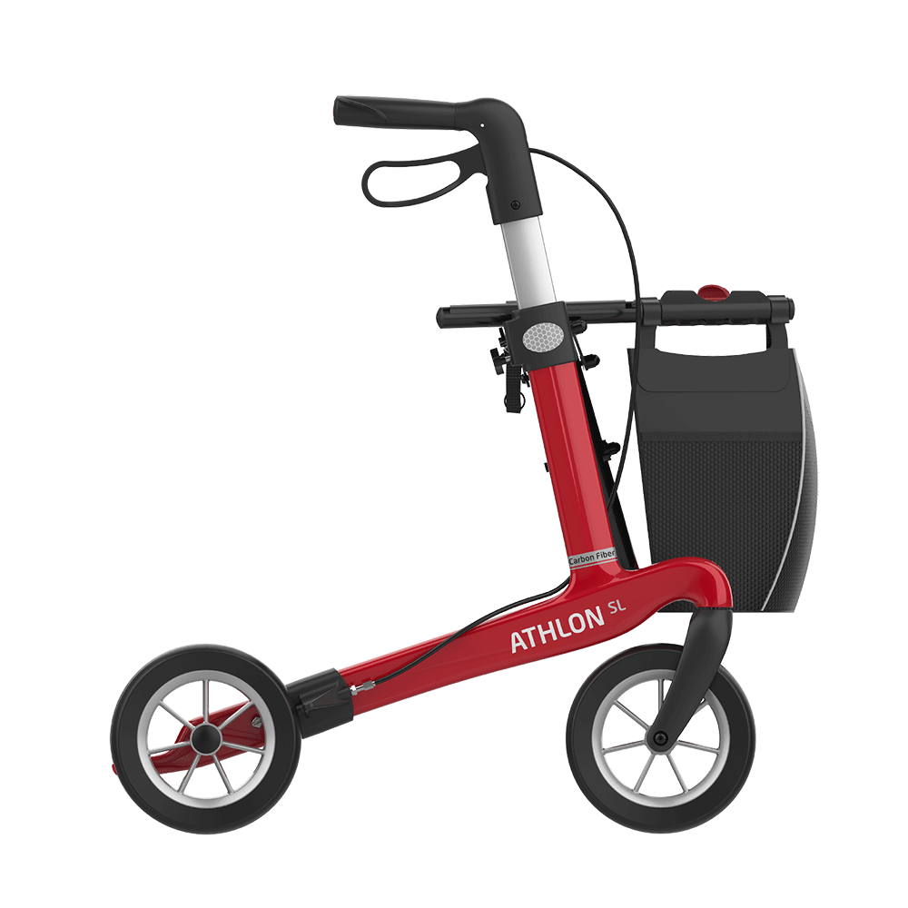 Rehasense | Athlon SL Rollator Range | Safest and Lightest Carbon Fibre Rollator Red Right Side
