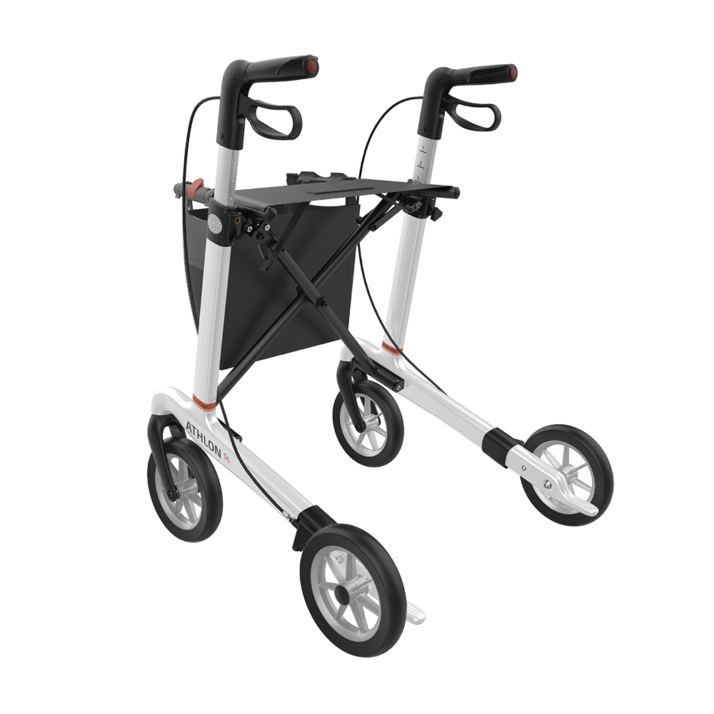 Rehasense | Athlon SL Rollator Range | Safest and Lightest Carbon Fibre Rollator White Back Left