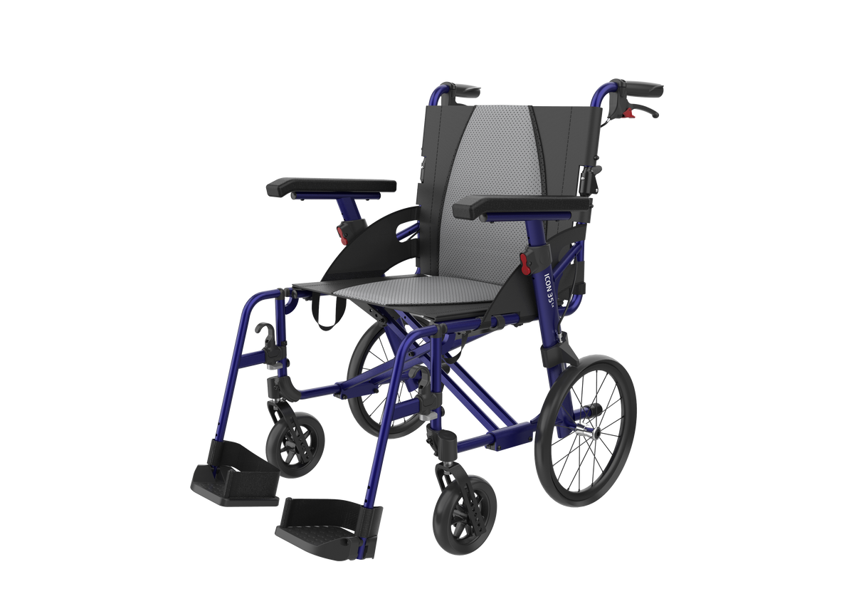 Rehasense Icon 35 LX Wheelchair Transit in Blue