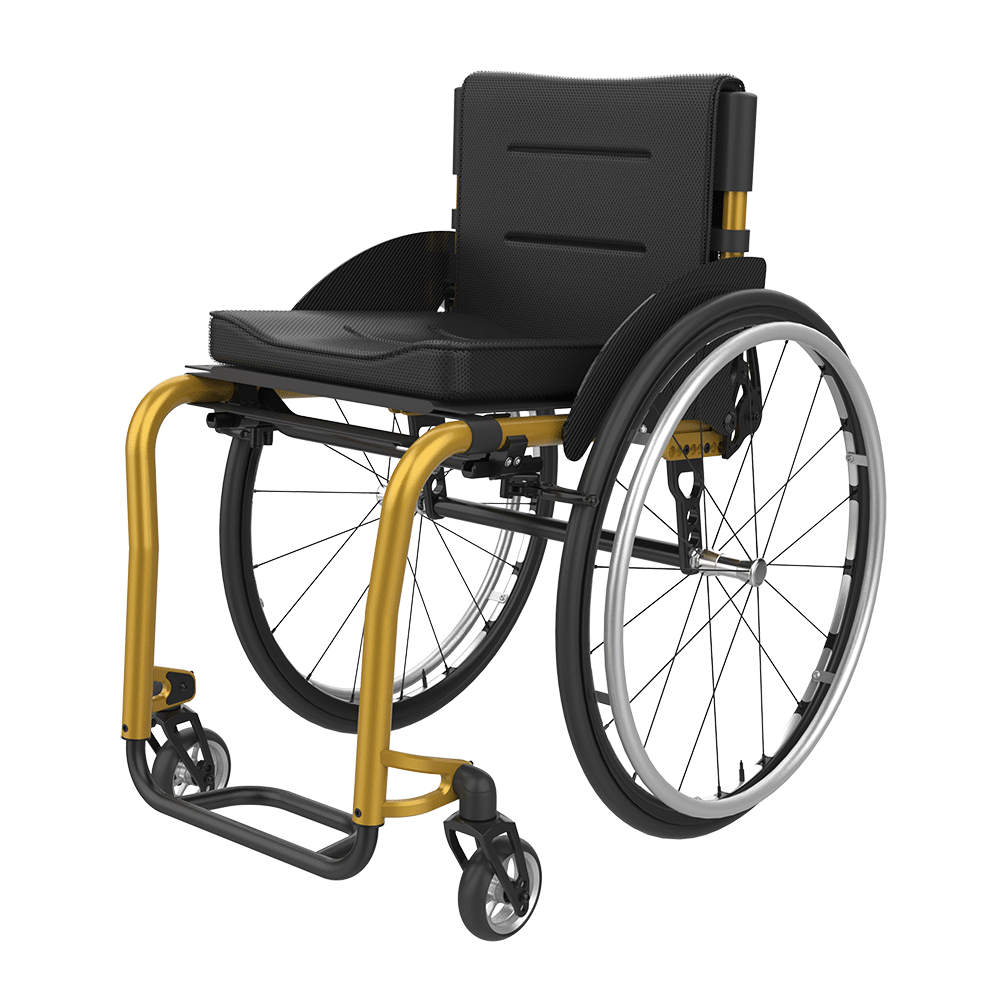 Rehasense | Icon 60 Active Wheelchair | Personalised Comfort and Sporty Experience Gold Front Left